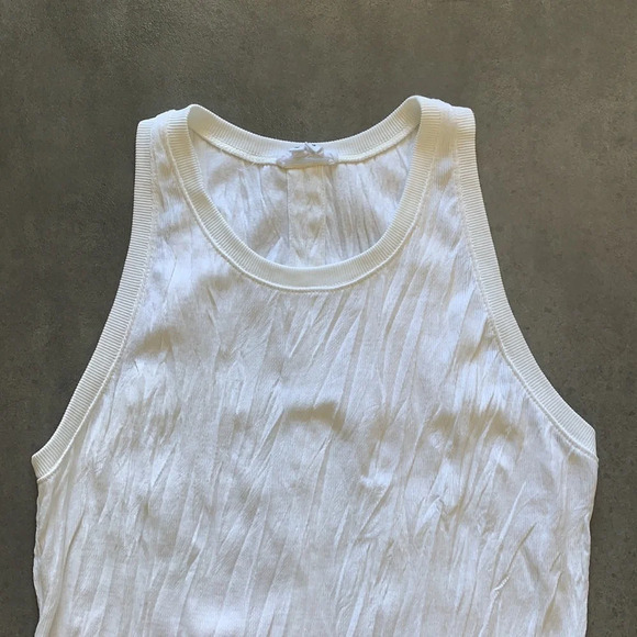 Helmut Lang Optic White Crinkle Tank Top Size L - Picture 5 of 14